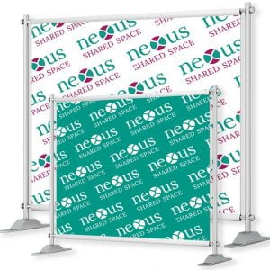 step and repeat banner shown with two size options