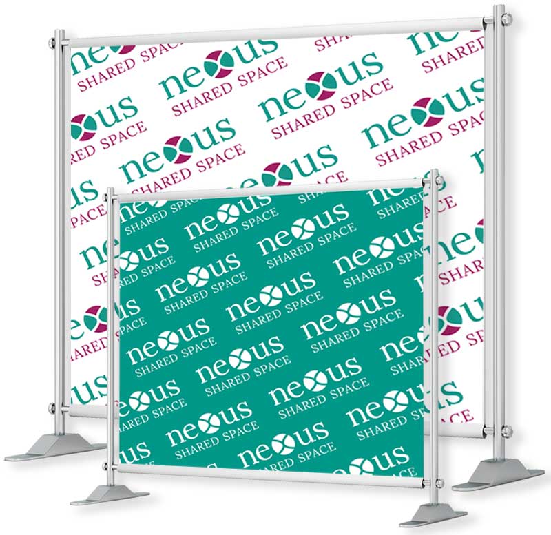 step and repeat banner shown with two size options