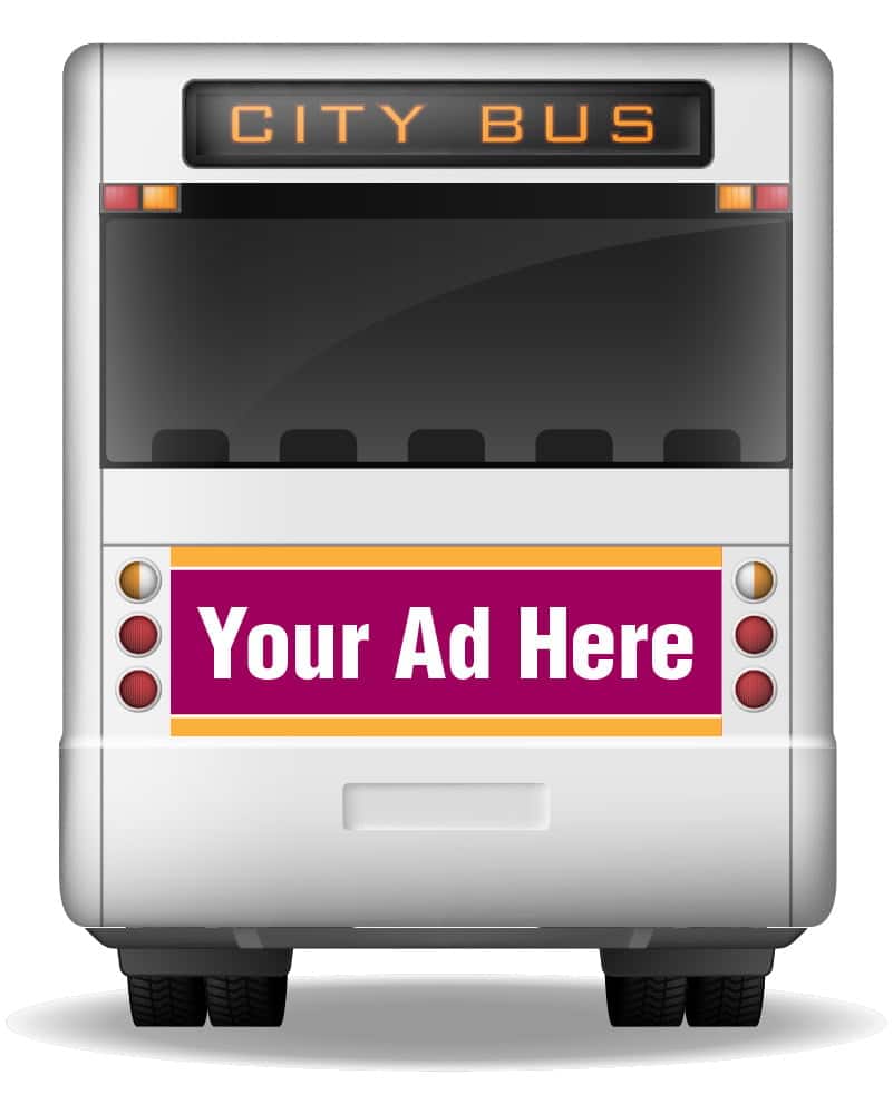 tail bus ad shown on a bus that says your ad here