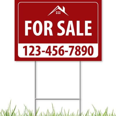 red yard sign product image example that says for sale
