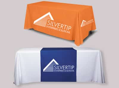 Table throws, blue and orange examples pictured